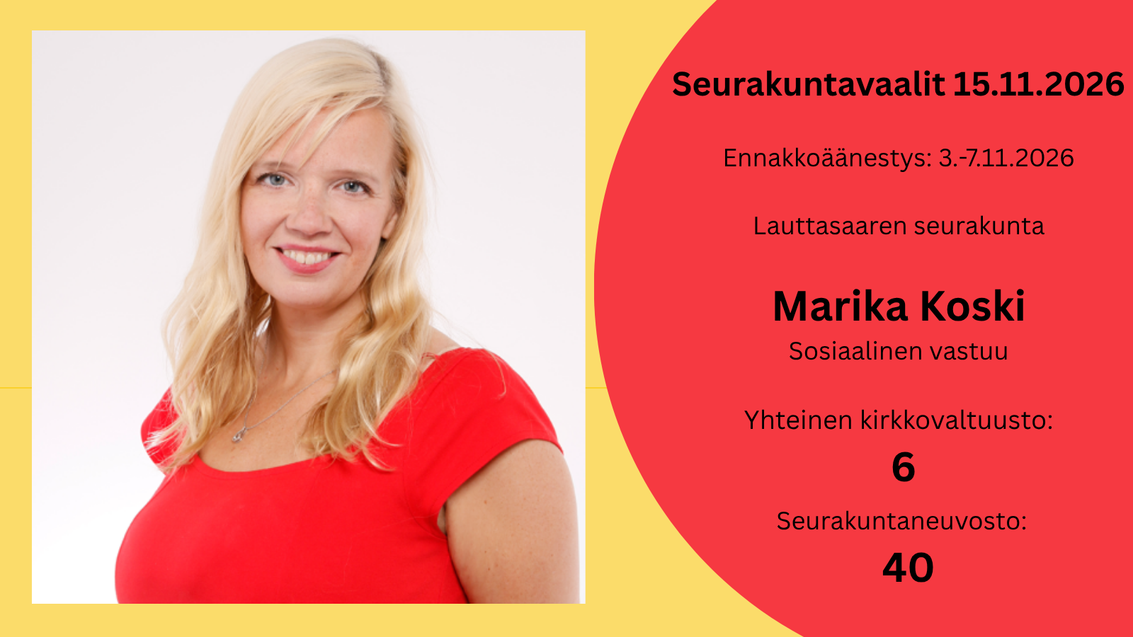 Olen ehdolla seurakuntavaaleissa 2026